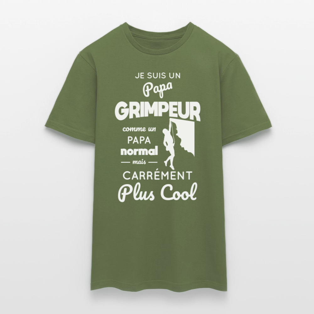 T-shirt Homme - Papa grimpeur plus cool - vert militaire