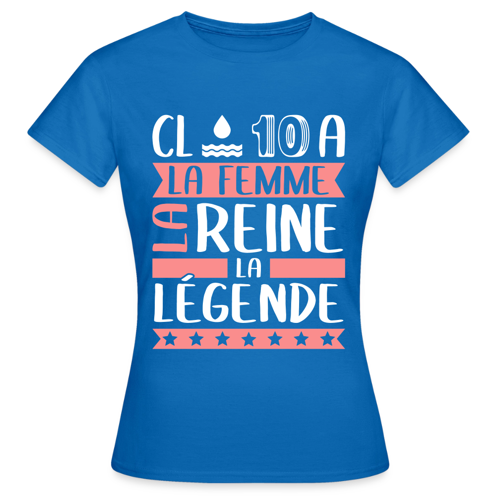 T-shirt femme Claudia rébus – La femme, la reine, la légende - bleu royal