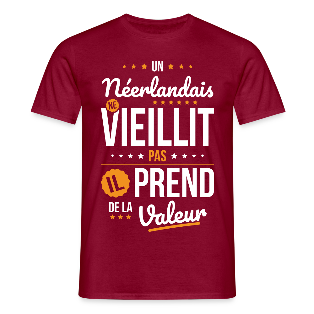 T-shirt Homme - Un Néerlandais ne vieillit pas - rouge brique