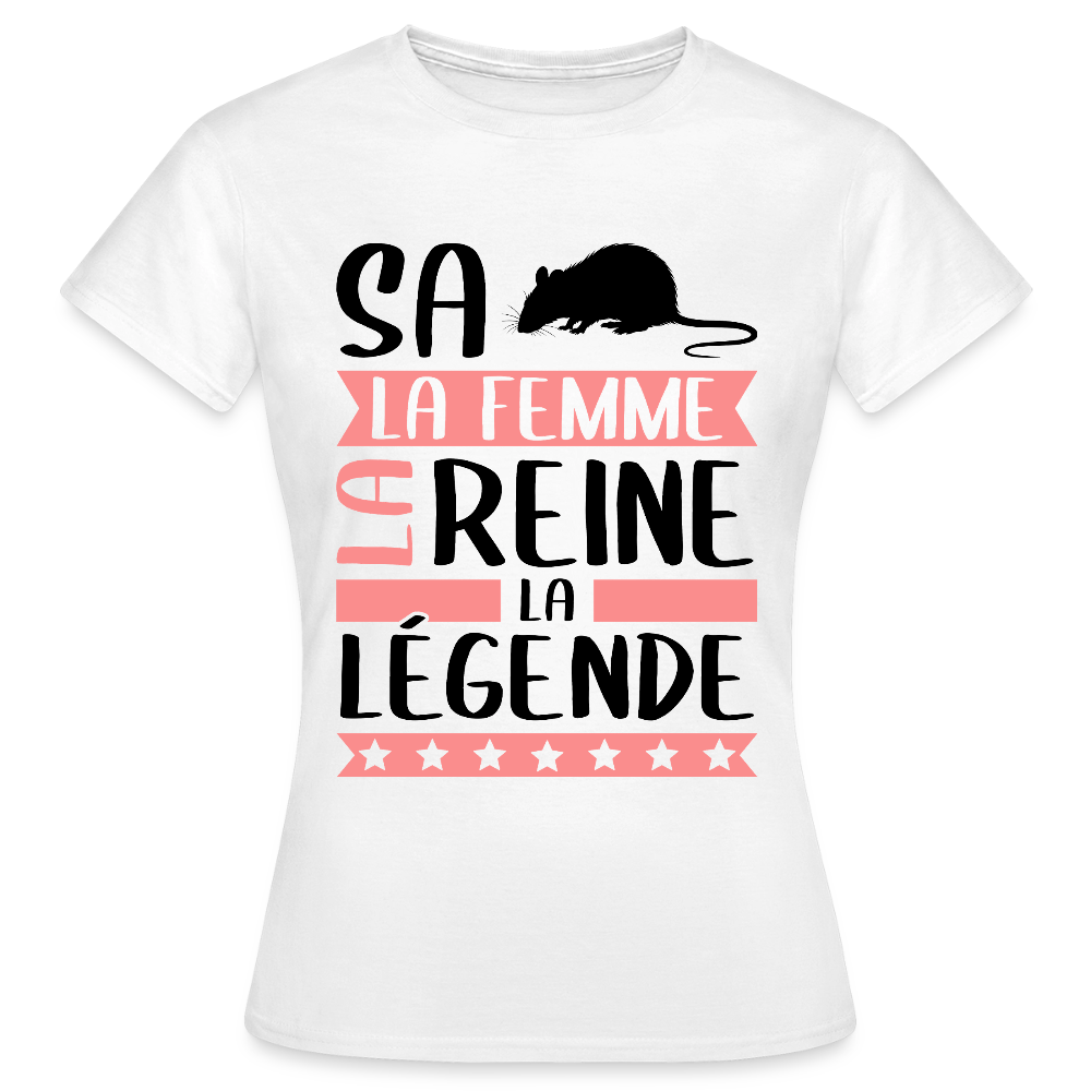 T-shirt femme coloris clair Sarah en rébus – La femme, la reine, la légende - blanc