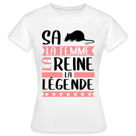 T-shirt femme coloris clair Sarah en rébus – La femme, la reine, la légende - blanc