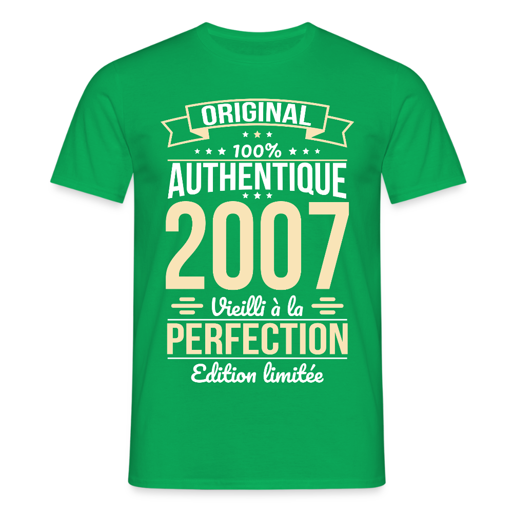 T-shirt Homme - Anniversaire 18 Ans - Original 2007 - vert