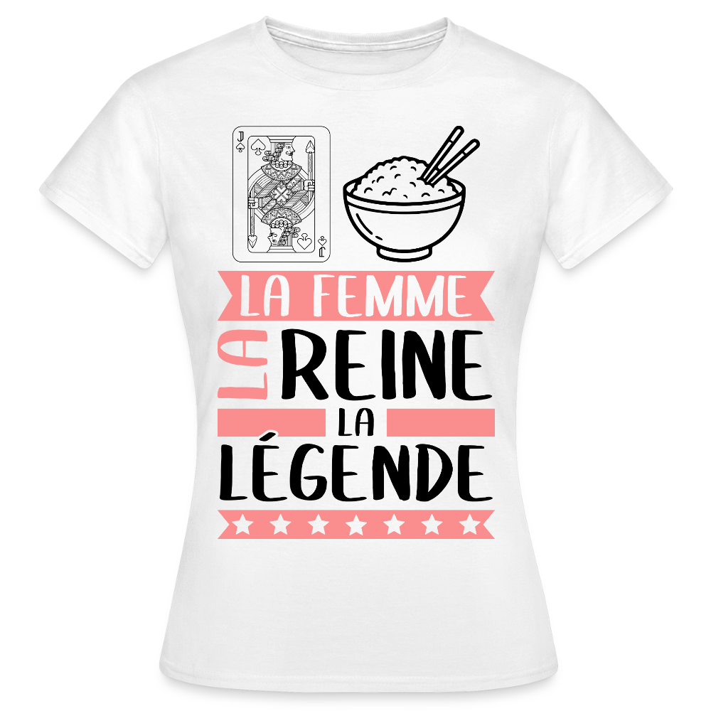 T-shirt femme coloris clair Valérie en rébus – La femme, la reine, la légende - blanc