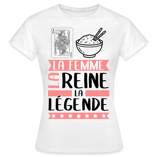 T-shirt femme coloris clair Valérie en rébus – La femme, la reine, la légende - blanc
