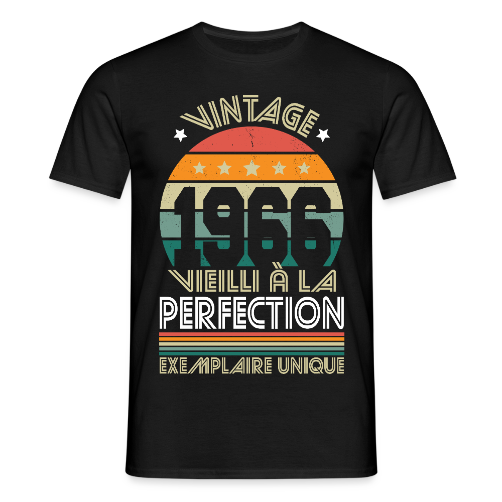 T-shirt anniversaire homme 60 ans – Vintage 1966 - Exemplaire unique - noir