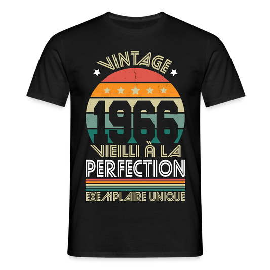 T-shirt anniversaire homme 60 ans – Vintage 1966 - Exemplaire unique - noir