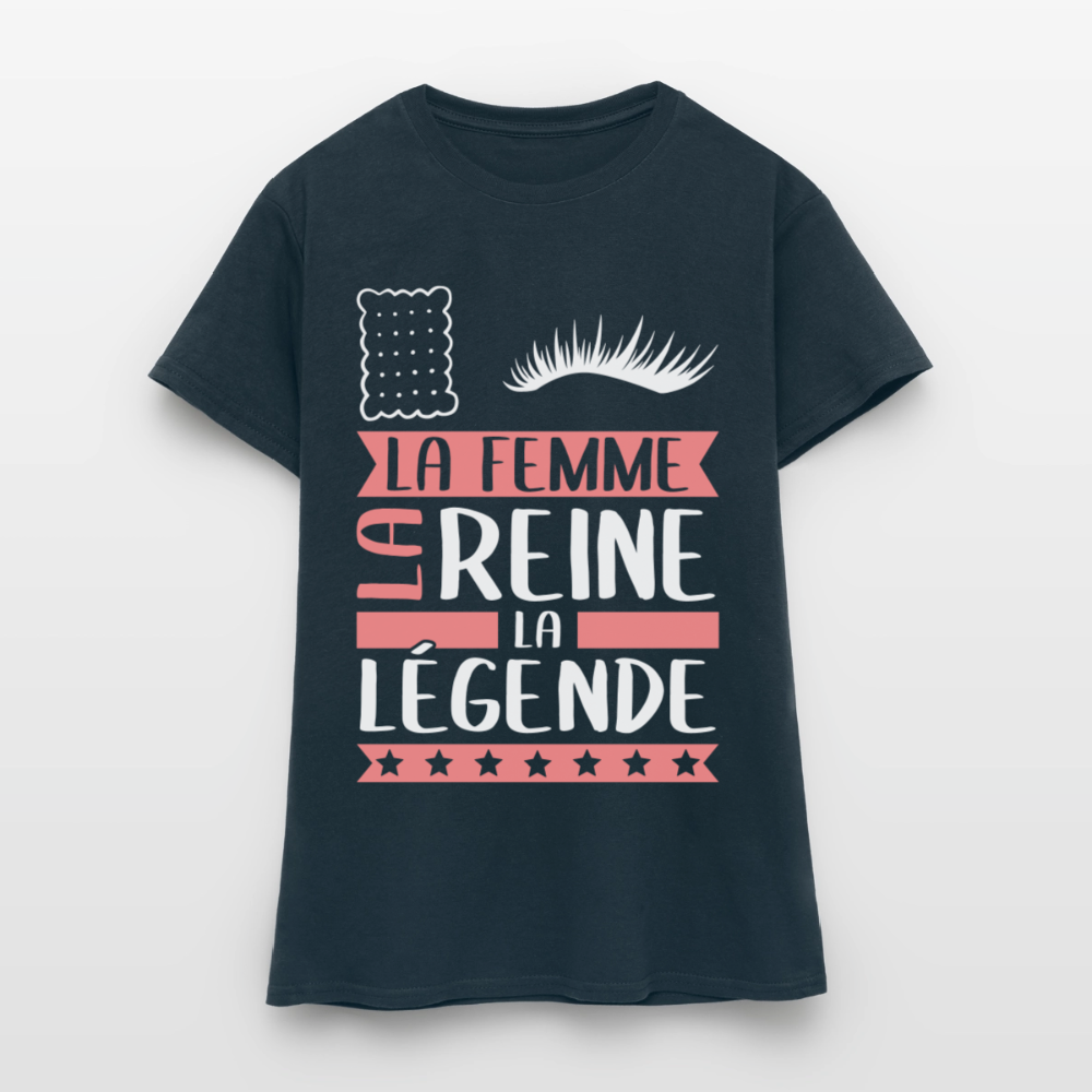 T-shirt femme Lucile rébus – La femme, la reine, la légende - marine
