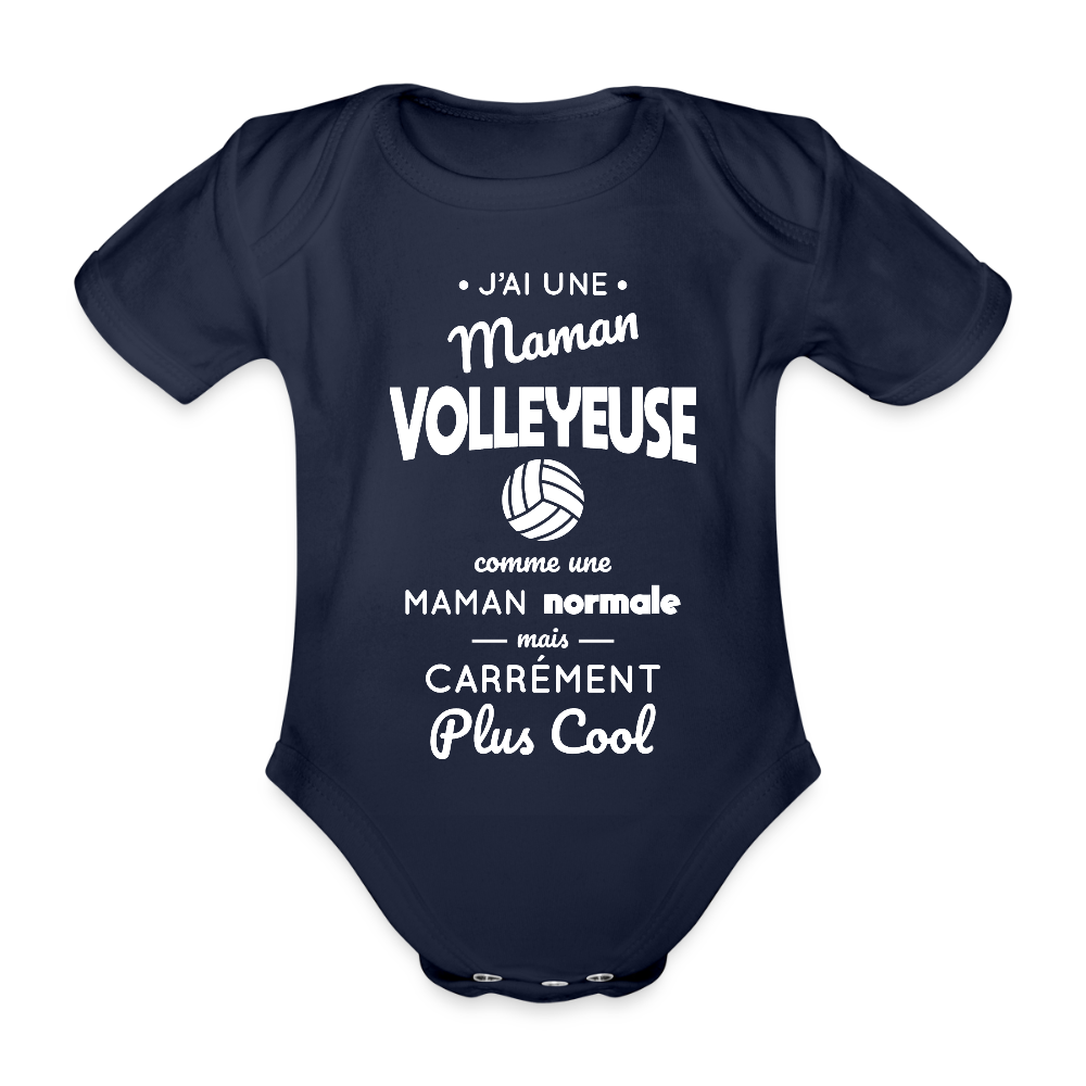 Body Bébé bio manches courtes - J'ai une maman volleyeuse - marine foncé
