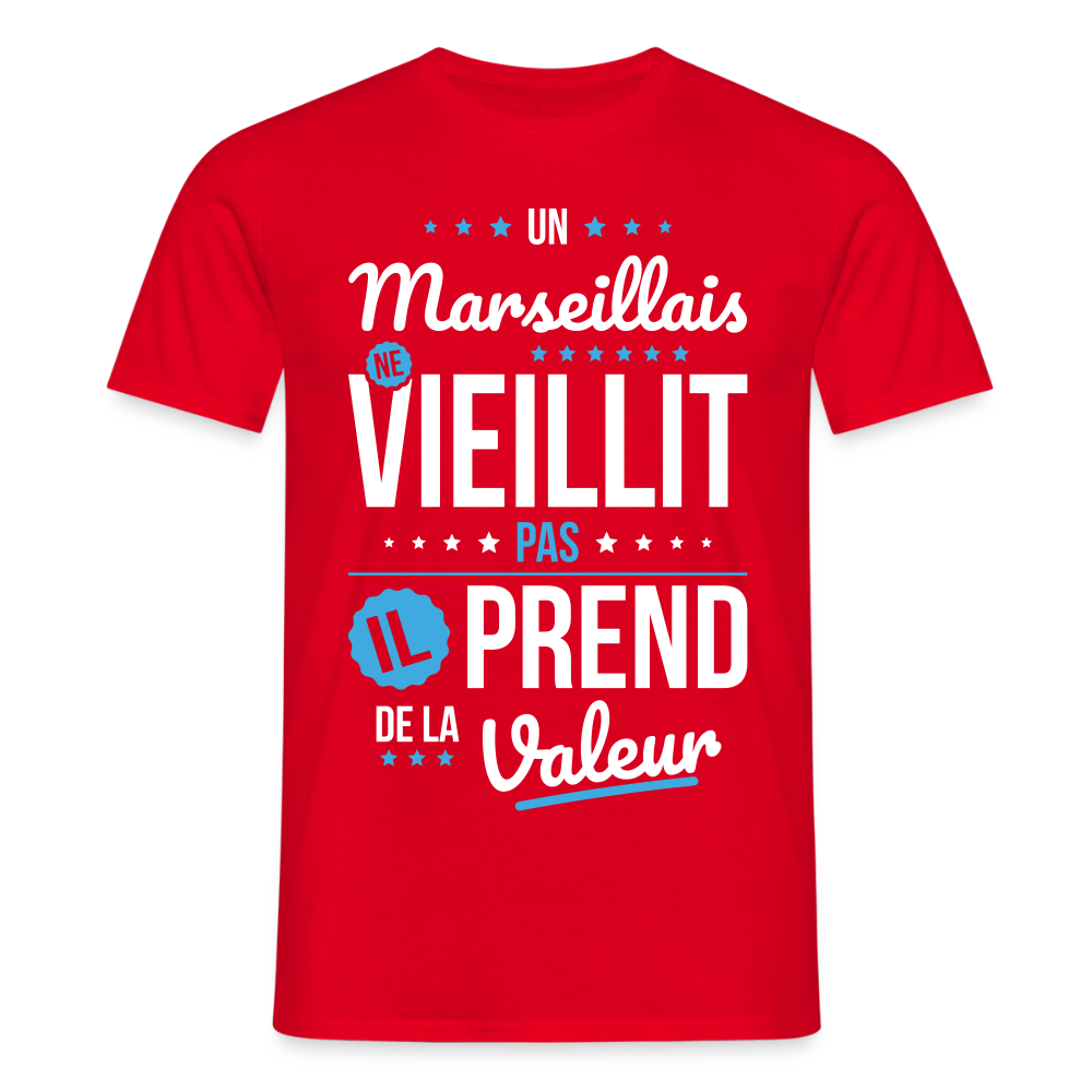 T-shirt Homme - Un Marseillais ne vieillit pas - rouge