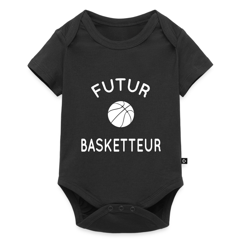 Body Bébé bio manches courtes - Futur basketteur - noir