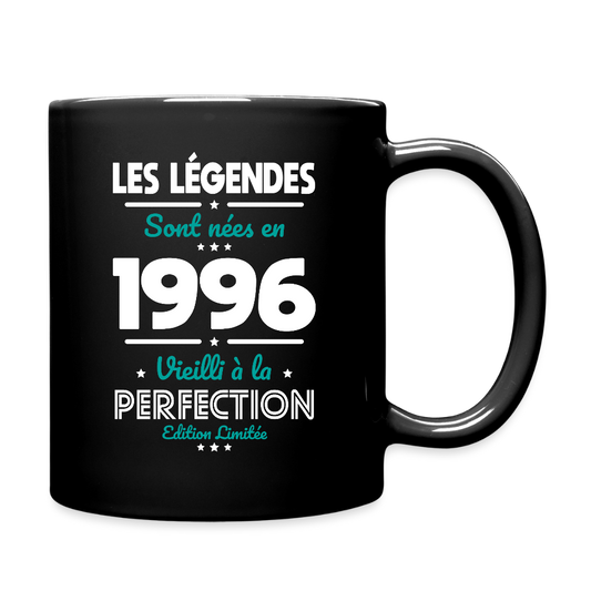 Mug anniversaire noir homme 30 ans – Les légendes sont nées en 1996 - noir