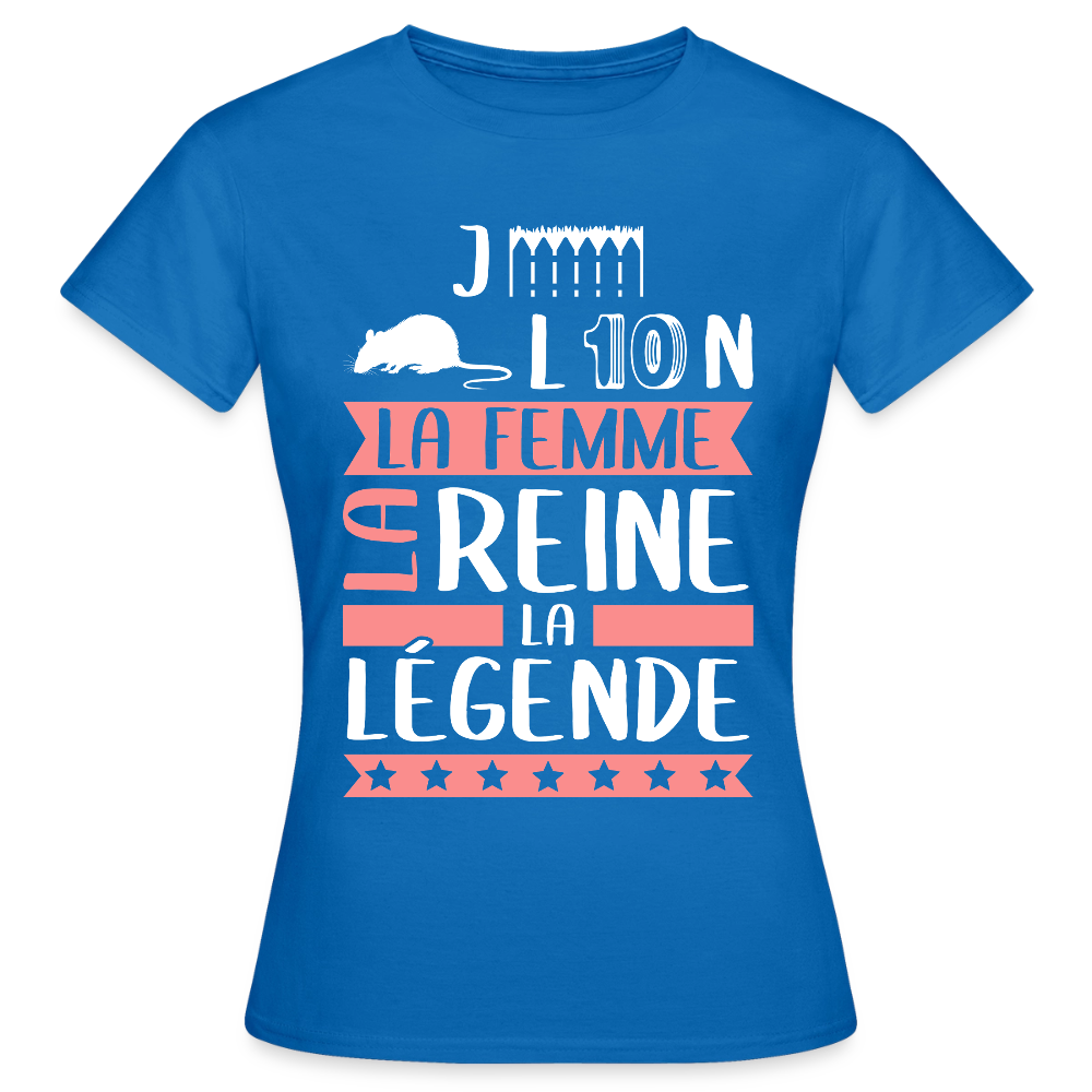 T-shirt femme Géraldine rébus – La femme, la reine, la légende - bleu royal