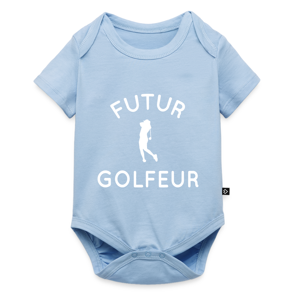 Body Bébé bio manches courtes - Futur golfeur - bleu clair