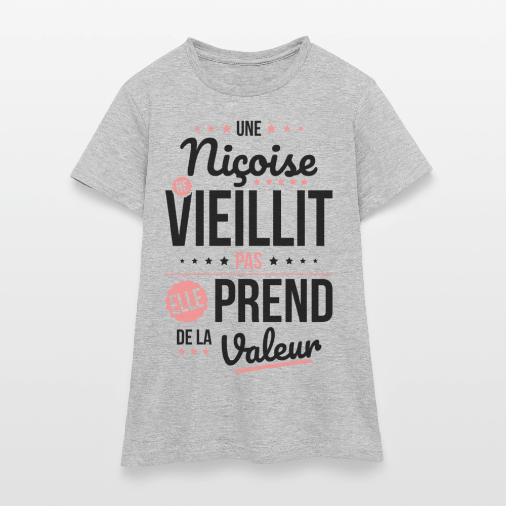 T-shirt Femme - Une Niçoise ne vieillit pas - gris chiné