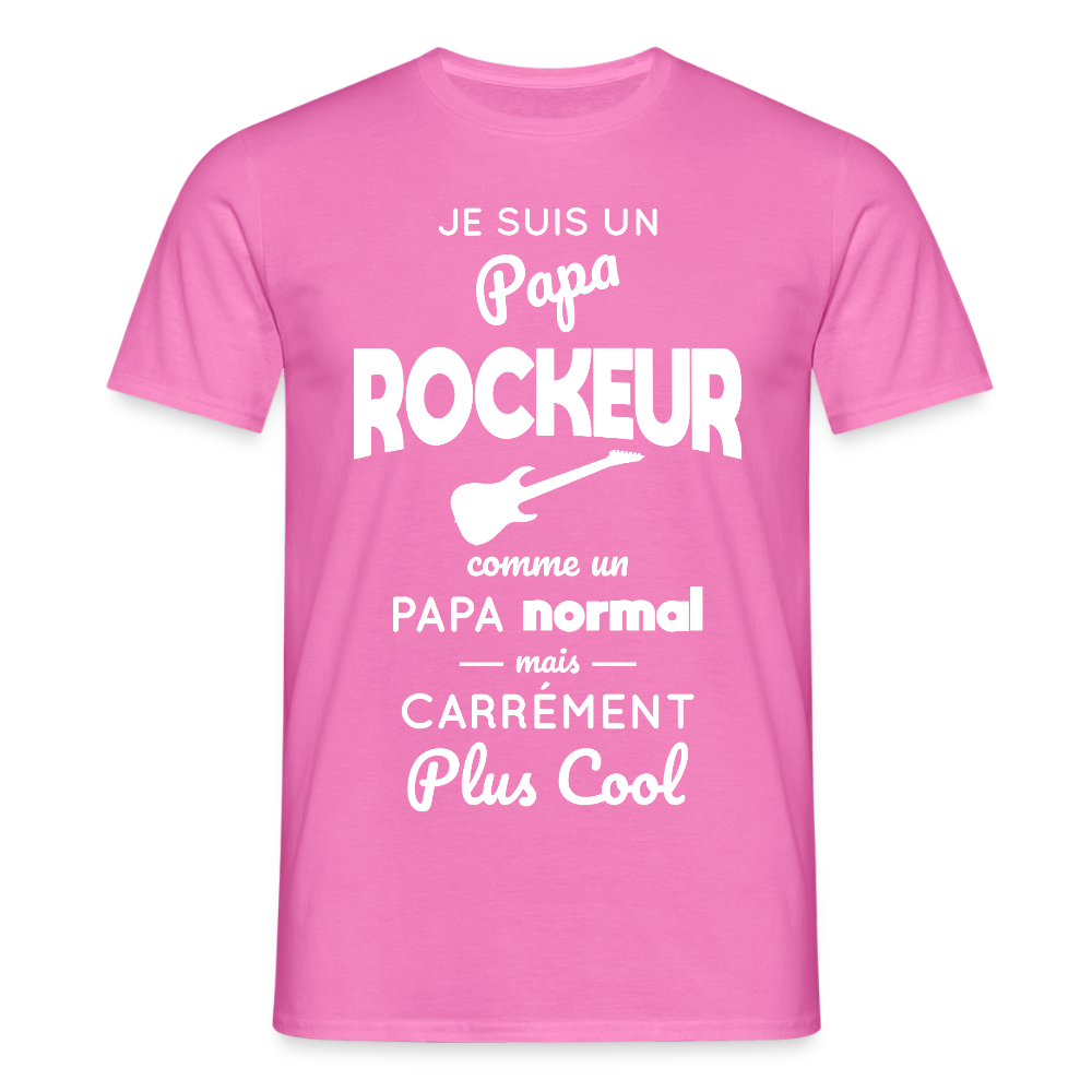 T-shirt Homme - Papa rockeur plus cool - rose