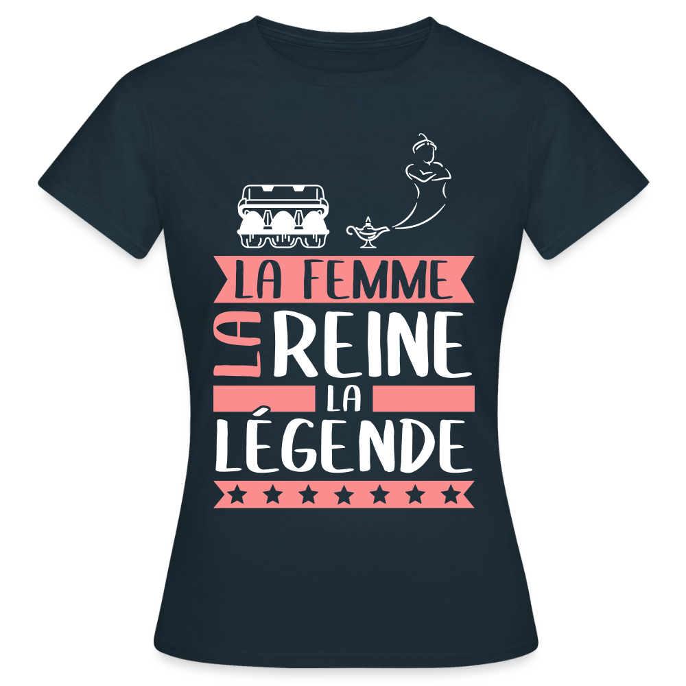 T-shirt femme Eugénie rébus – La femme, la reine, la légende - marine