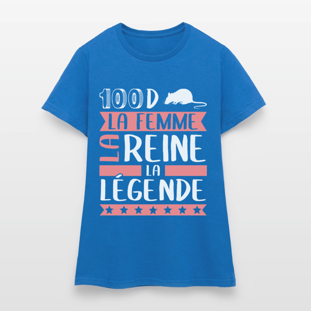 T-shirt femme Sandra rébus – La femme, la reine, la légende - bleu royal