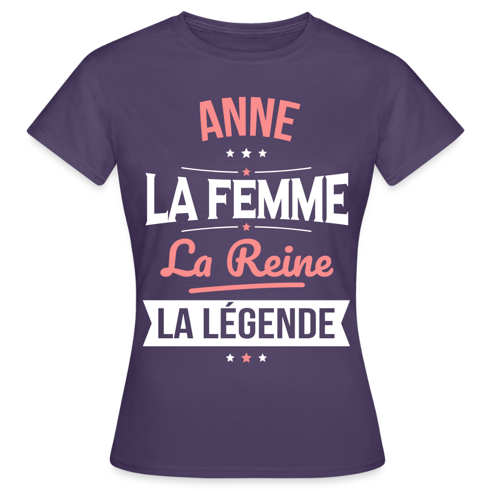 T-shirt Femme - Anne - la Femme - la Reine - la Légende - violet foncé