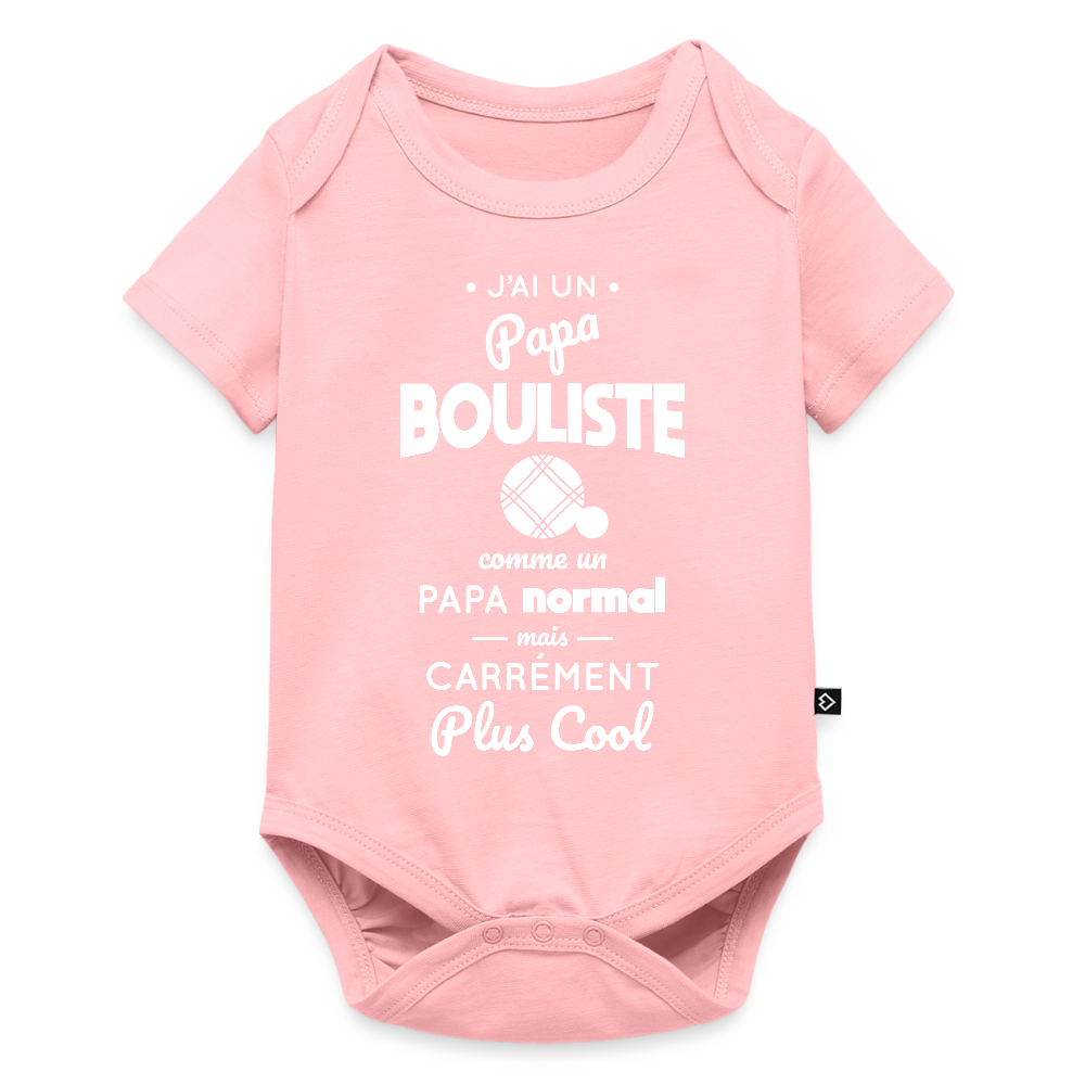 Body Bébé bio manches courtes - J'ai un papa bouliste - rose
