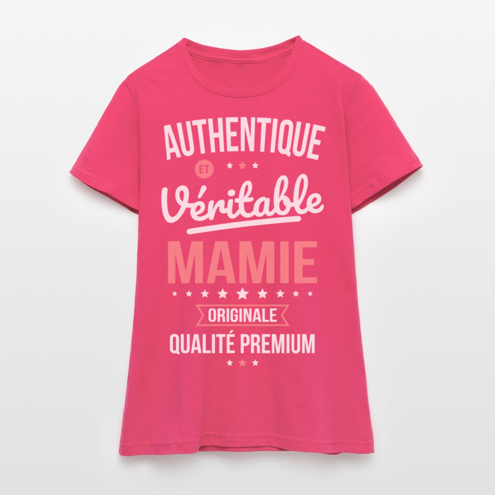 T-shirt Femme - Authentique et véritable Mamie - rose azalée