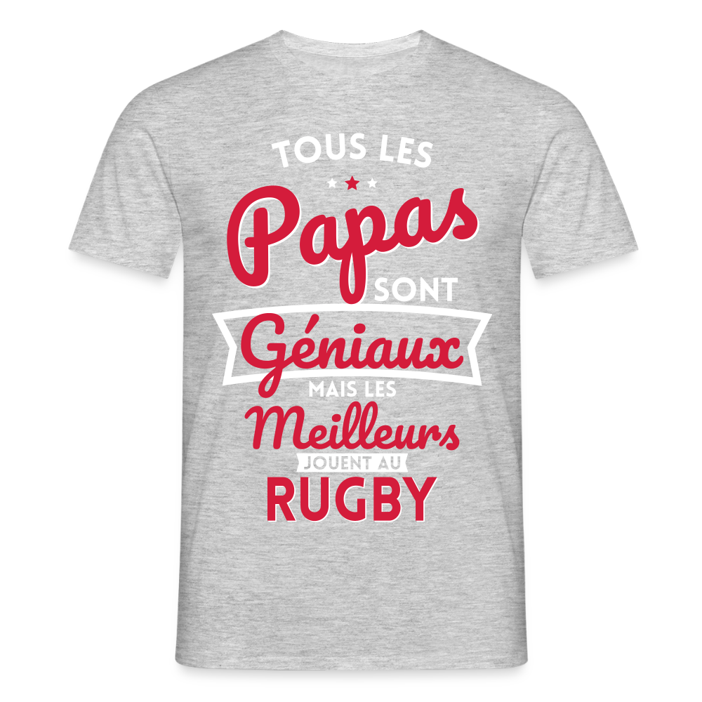 T-shirt Homme - Papas géniaux - Les meilleurs jouent au rugby - gris chiné