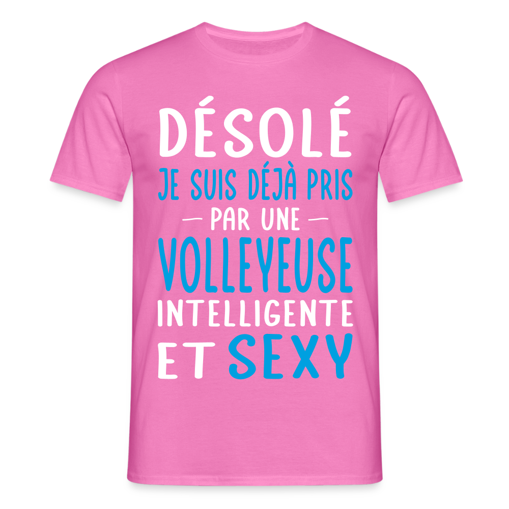 T-shirt Homme - Je suis pris par une volleyeuse intelligente et sexy - rose