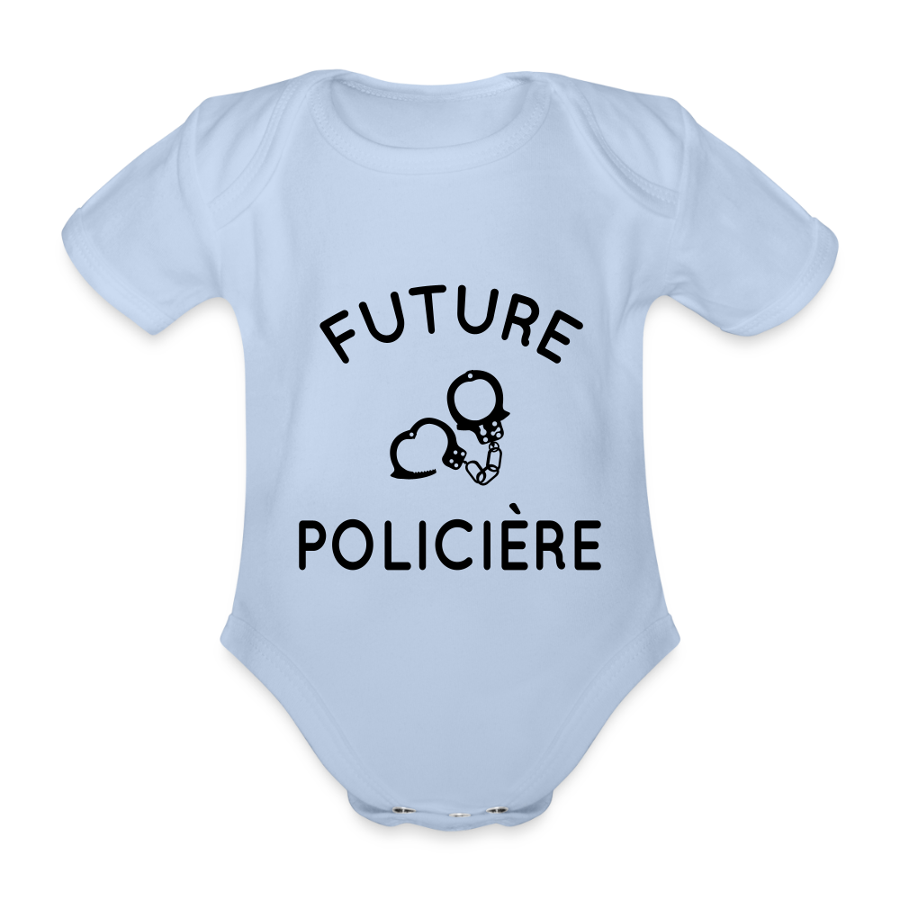 Body Bébé bio manches courtes - Future policière - ciel