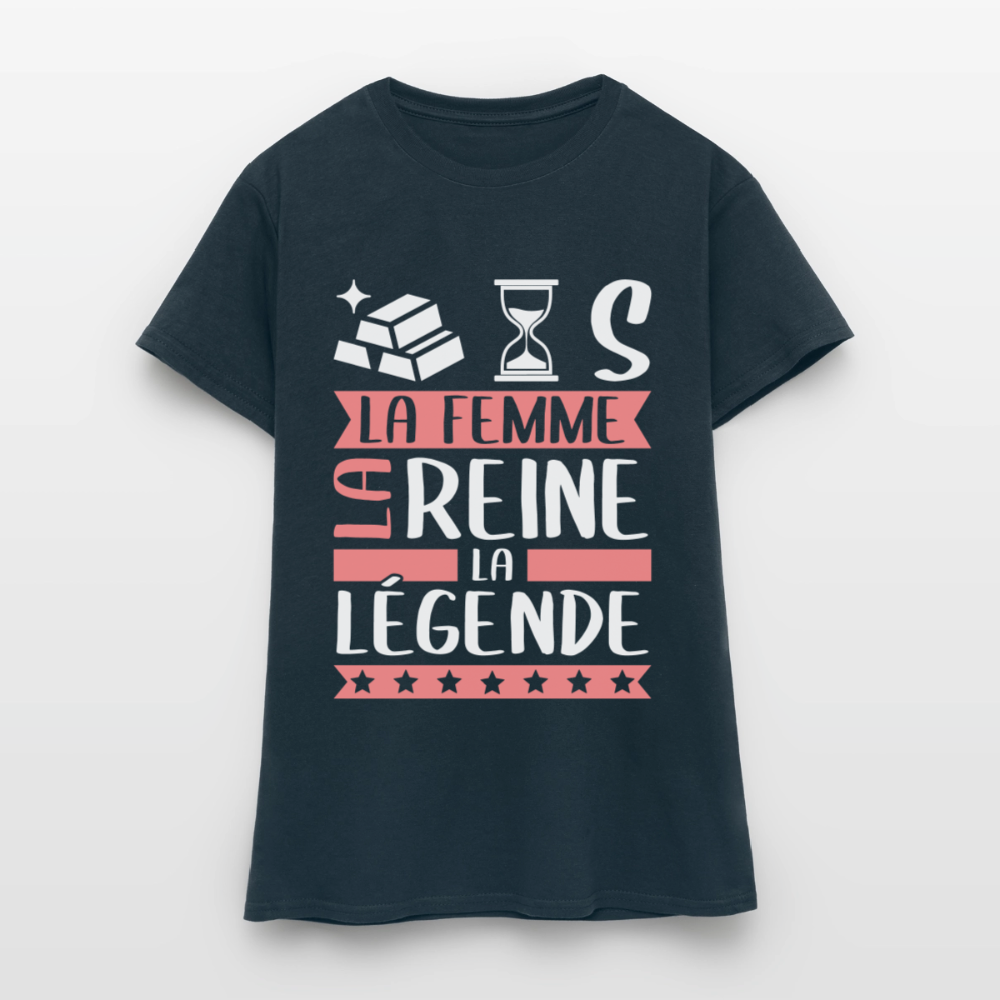 T-shirt femme Hortense rébus – La femme, la reine, la légende - marine