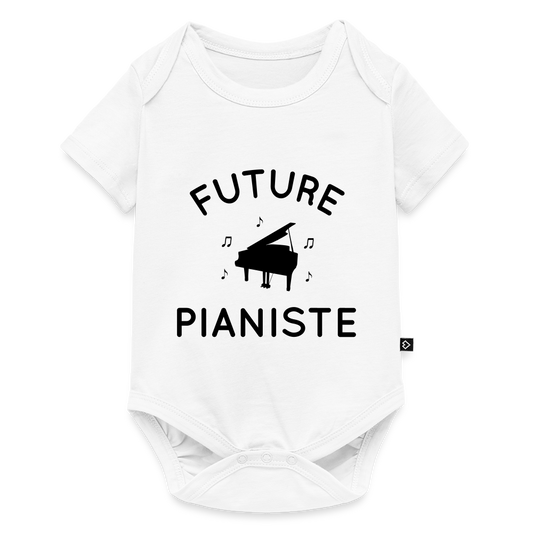 Body Bébé bio manches longues - Future pianiste - blanc