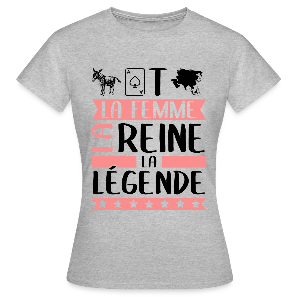 T-shirt femme coloris clair Anastasie rébus – La femme, la reine, la légende - gris chiné