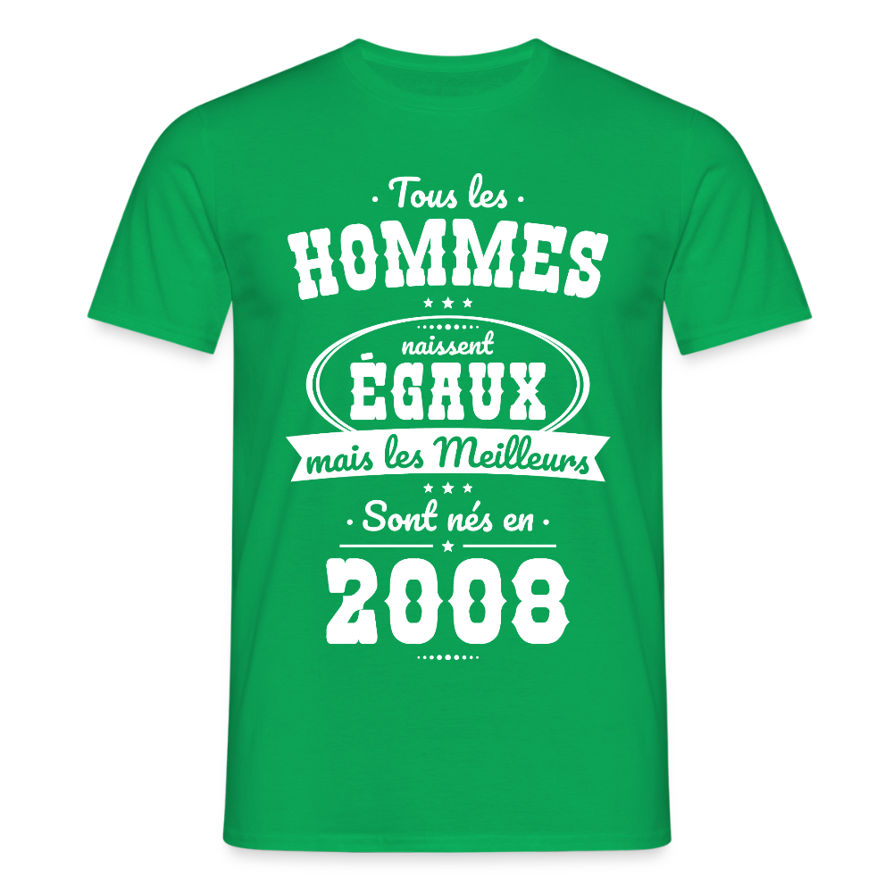T-shirt anniversaire homme 18 ans – Les meilleurs sont nés en 2008 - vert