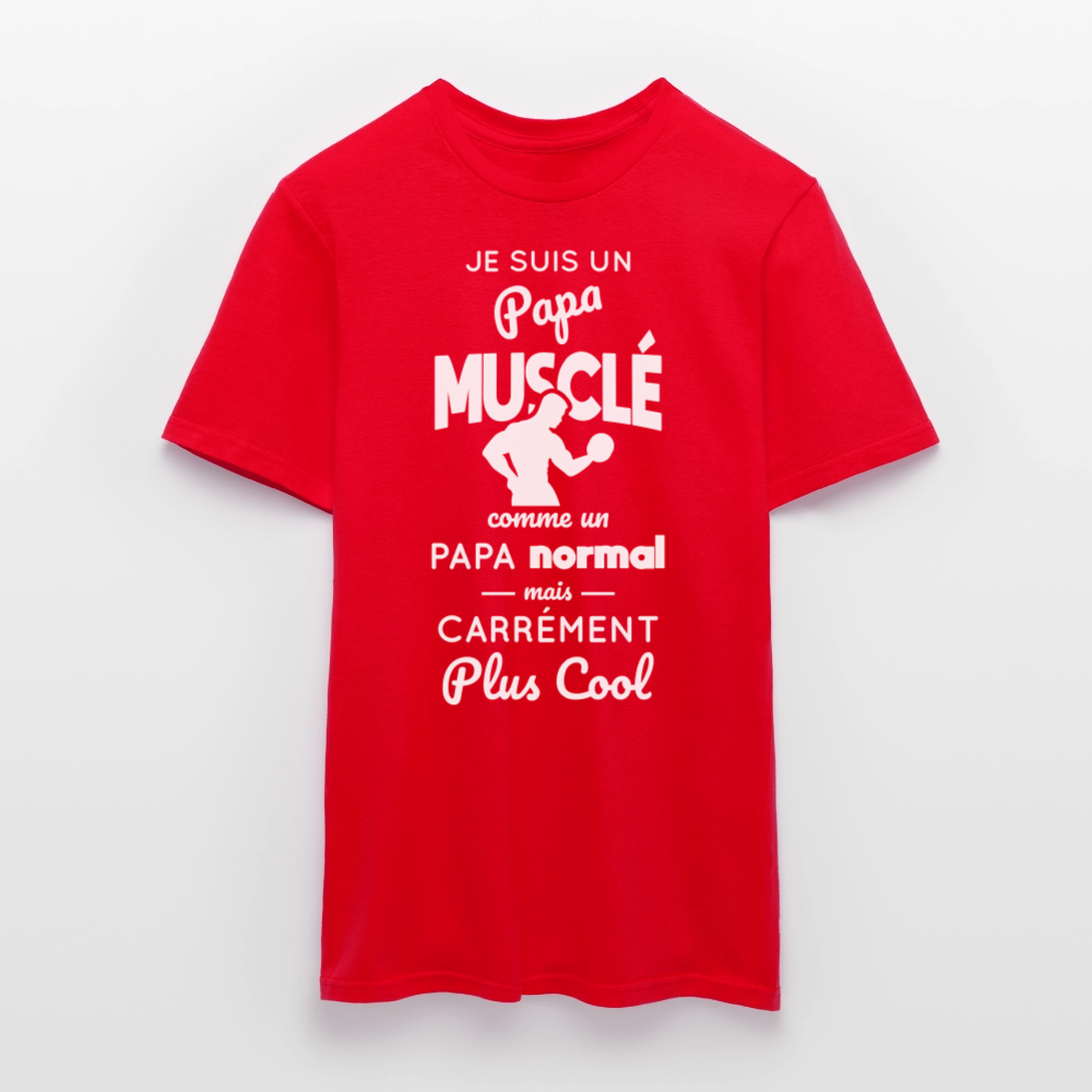 T-shirt Homme - Papa musclé plus cool - rouge