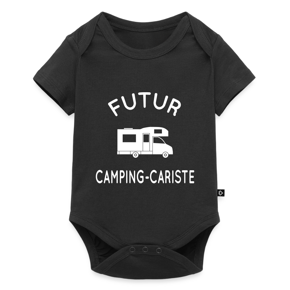 Body Bébé bio manches courtes - Futur camping-cariste - noir