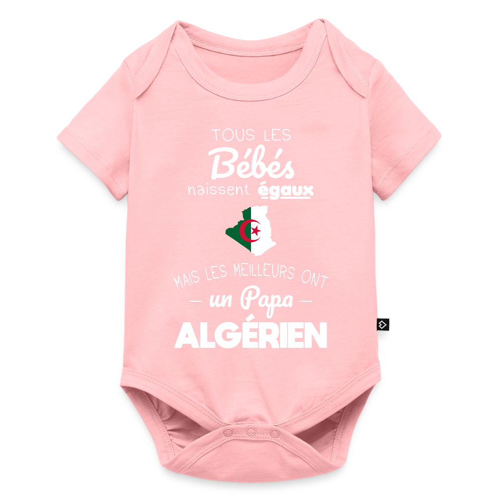 Body Bébé bio manches courtes - Les Meilleurs Ont Un Papa Algérien - rose