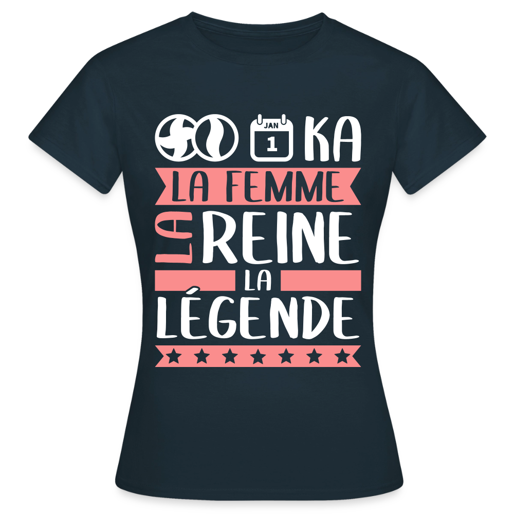 T-shirt femme Bianca rébus – La femme, la reine, la légende - marine