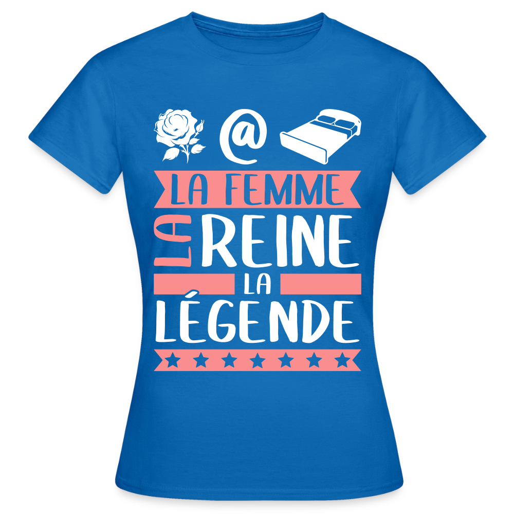 T-shirt femme Rosalie rébus – La femme, la reine, la légende - bleu royal
