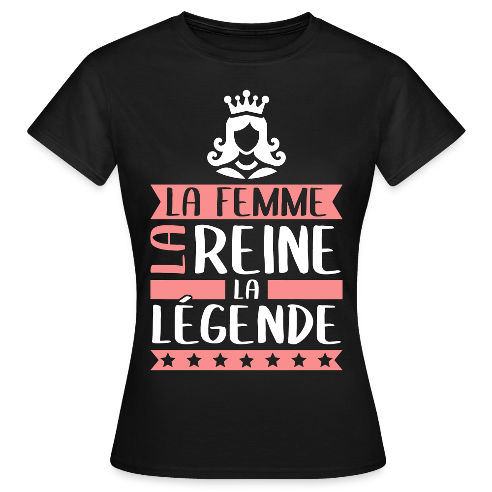 T-shirt femme Reine rébus – La femme, la reine, la légende - noir