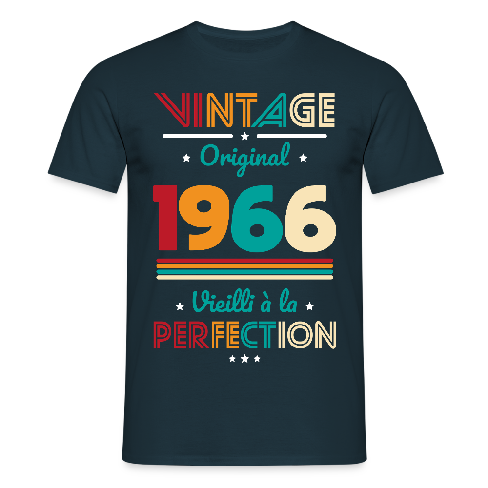 T-shirt anniversaire homme 60 ans – Vintage, original, 1966 - marine