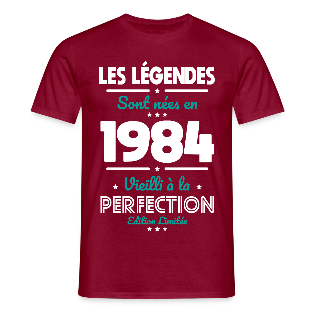 T-shirt Homme - Anniversaire 41 Ans - Les Légendes sont nées en 1984 - rouge brique