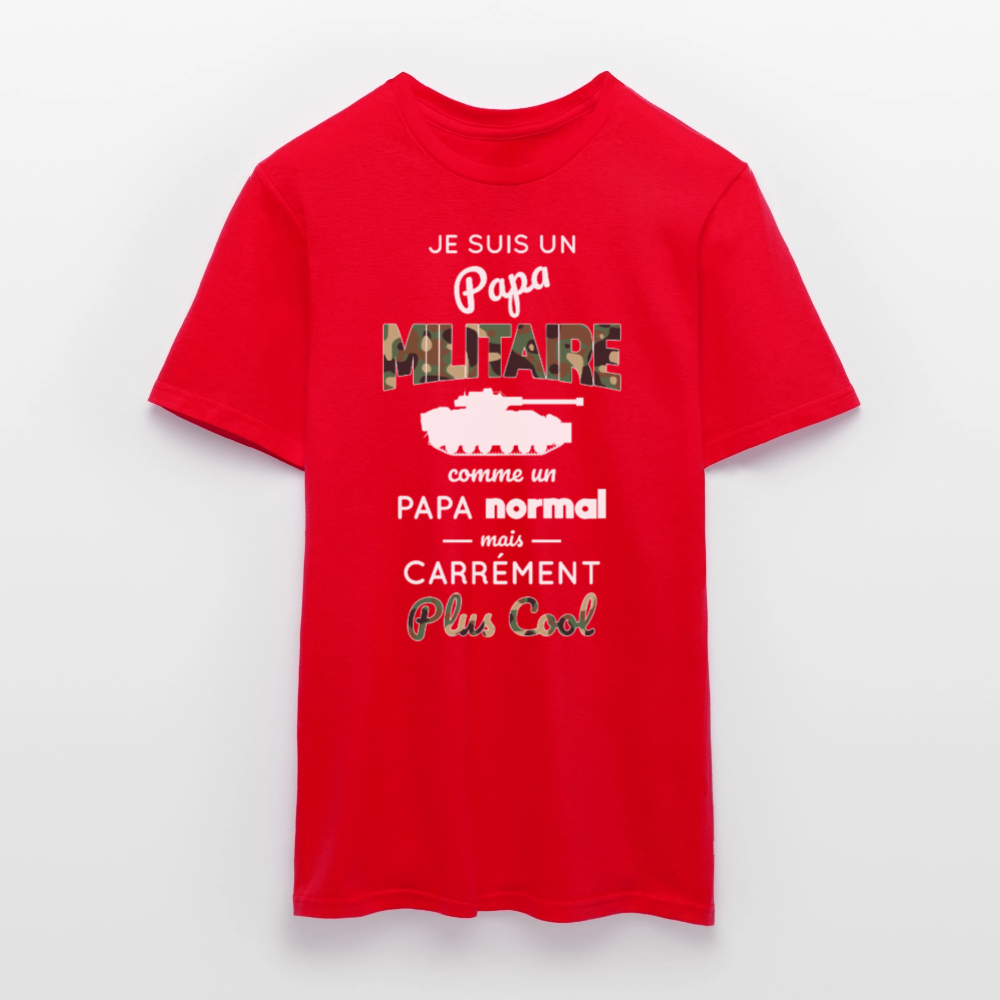 T-shirt Homme - Papa militaire plus cool - rouge