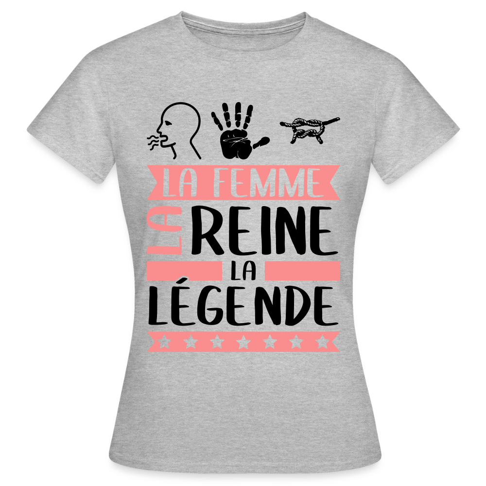 T-shirt femme coloris clair Romaine rébus – La femme, la reine, la légende - gris chiné