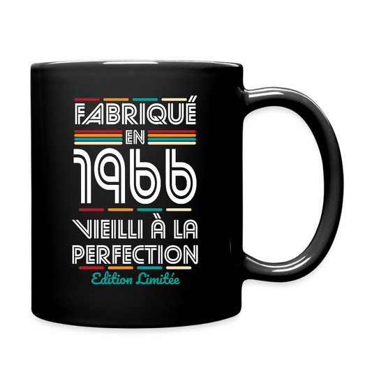 Mug uni anniversaire homme 60 ans – Fabriqué en 1966, Vieilli à la Perfection - noir