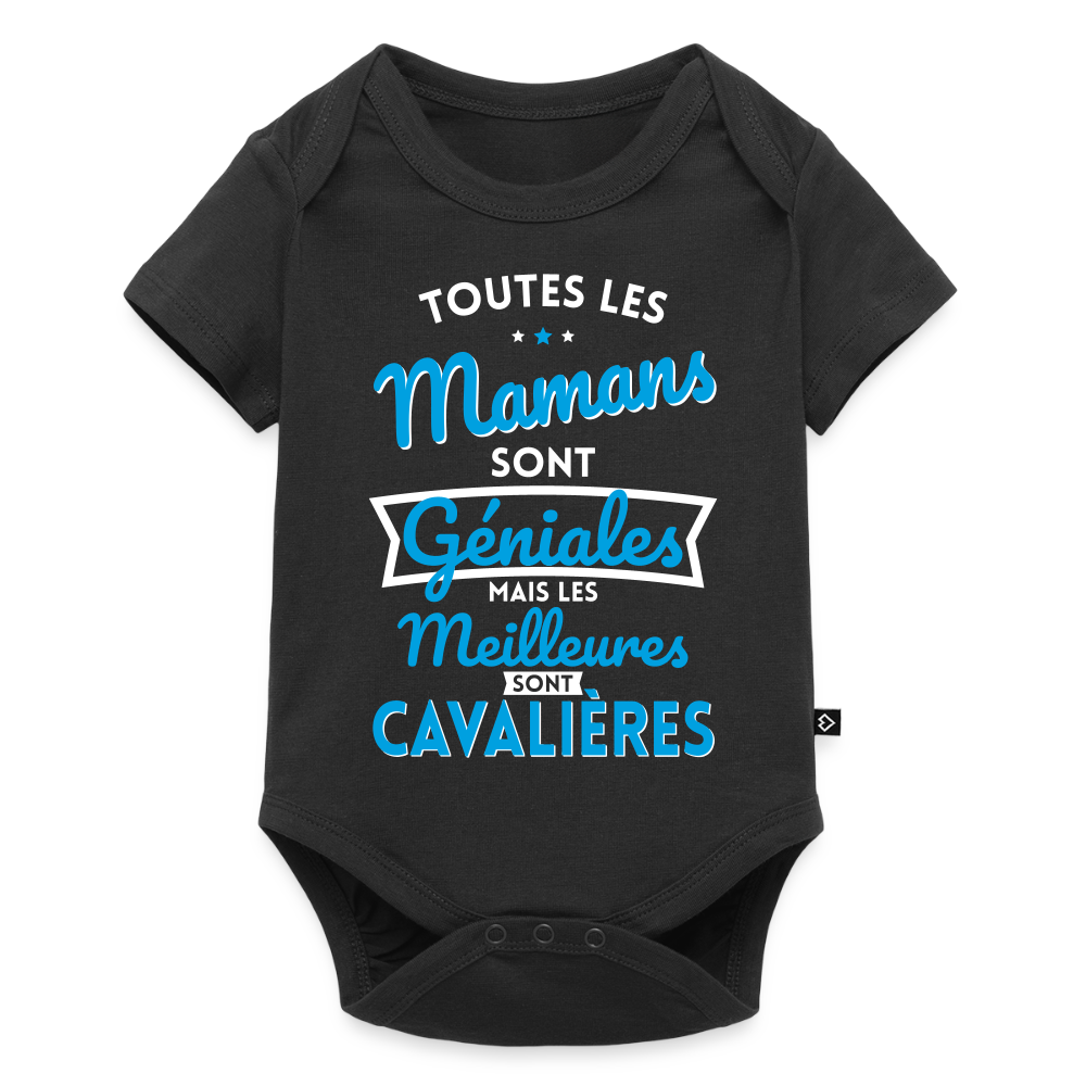 Body Bébé bio manches courtes - Mamans géniales - Les meilleures sont cavalières - noir
