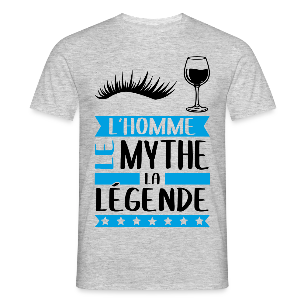 T-shirt homme coloris clair Sylvain en rébus – L’homme, le mythe, la légende - gris chiné