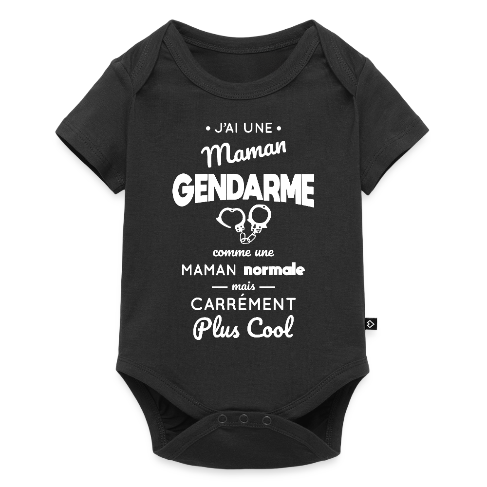Body Bébé bio manches courtes - J'ai une maman gendarme - noir