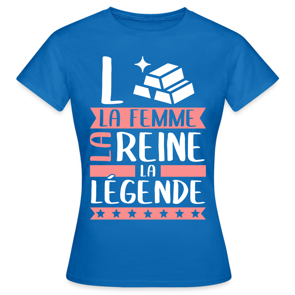 T-shirt femme Laure rébus – La femme, la reine, la légende - bleu royal