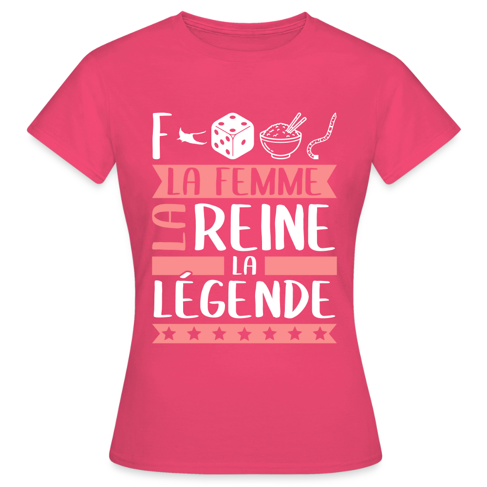 T-shirt femme Frédérique rébus – La femme, la reine, la légende - rose azalée