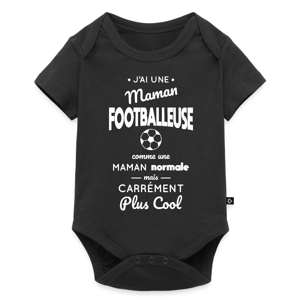 Body Bébé bio manches courtes - J'ai une maman footballeuse - noir