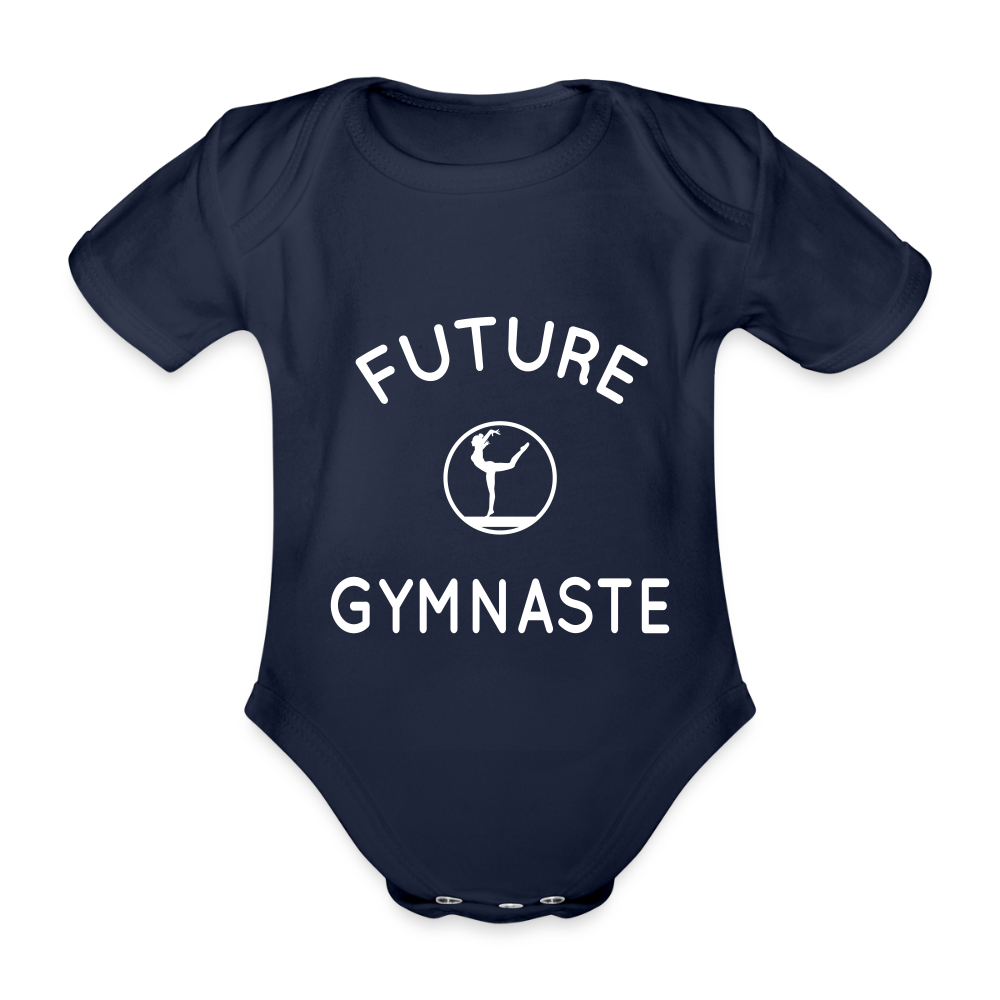 Body Bébé bio manches courtes - Future gymnaste - marine foncé