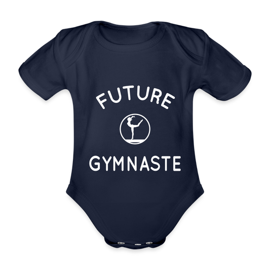 Body Bébé bio manches courtes - Future gymnaste - marine foncé